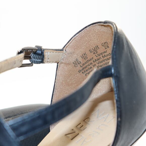 Naturalizer Black Leather Cross Strap Heels Size 12W - Picture 6 of 6